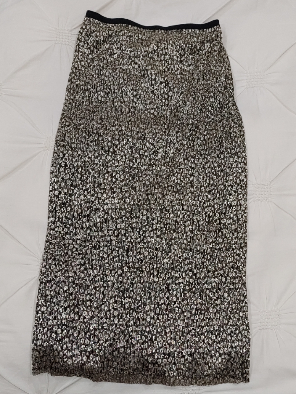 Maeve Anthropologie Metallic Leopard Print Midi Skirt. Size 0